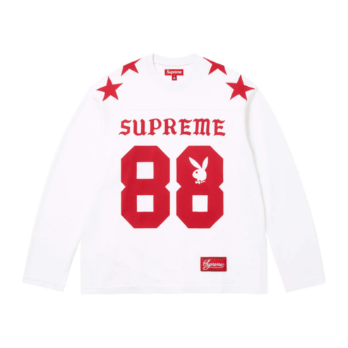 Supreme Playboy Long Sleeve Football Top White Red