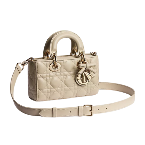 Bolso Dior Mini Lady D-Joy Piel de cordero Cannage en beige Trench