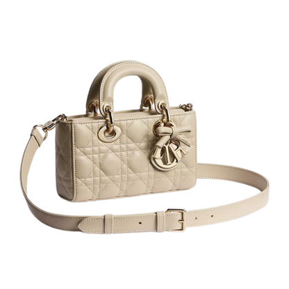 Bolso Dior Mini Lady D-Joy Piel de cordero Cannage en beige Trench