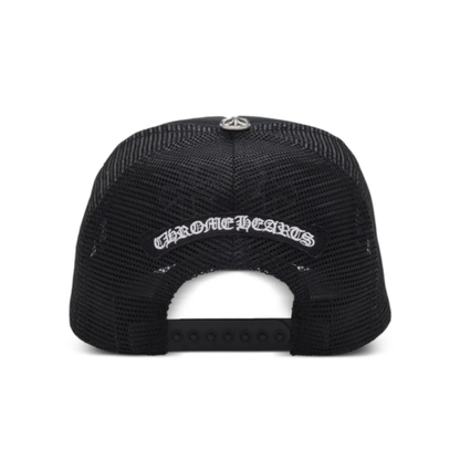 Chrome Hearts White Cemetary Cross CH Trucker Hat Black