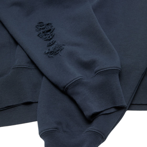 Acne Studios Distressed Logo Hoodie Zip Up Dark Navy