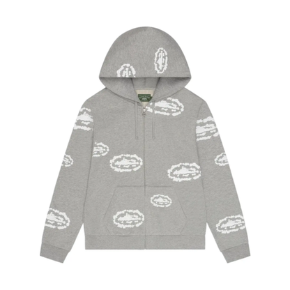 Corteiz x Denim Tears Island Wreath Zip Hoodie Grey