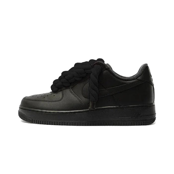 Nike Air Force 1 Low Black Black Rope Laces